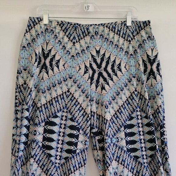 Alyx Womens Multicolor Elastic Waistband Aztec Print Palazzo Pants Size XL - Picture 2 of 6